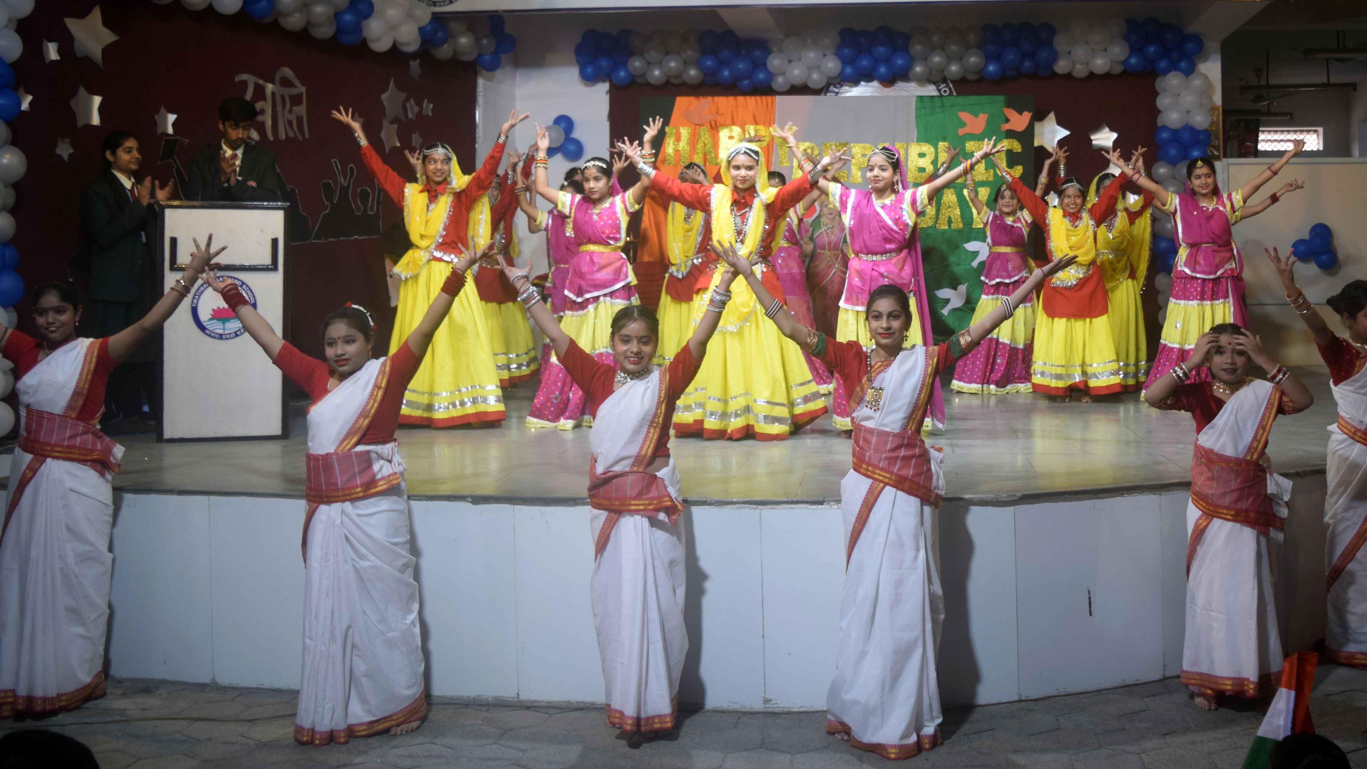 Students performing during Republic Day celebration